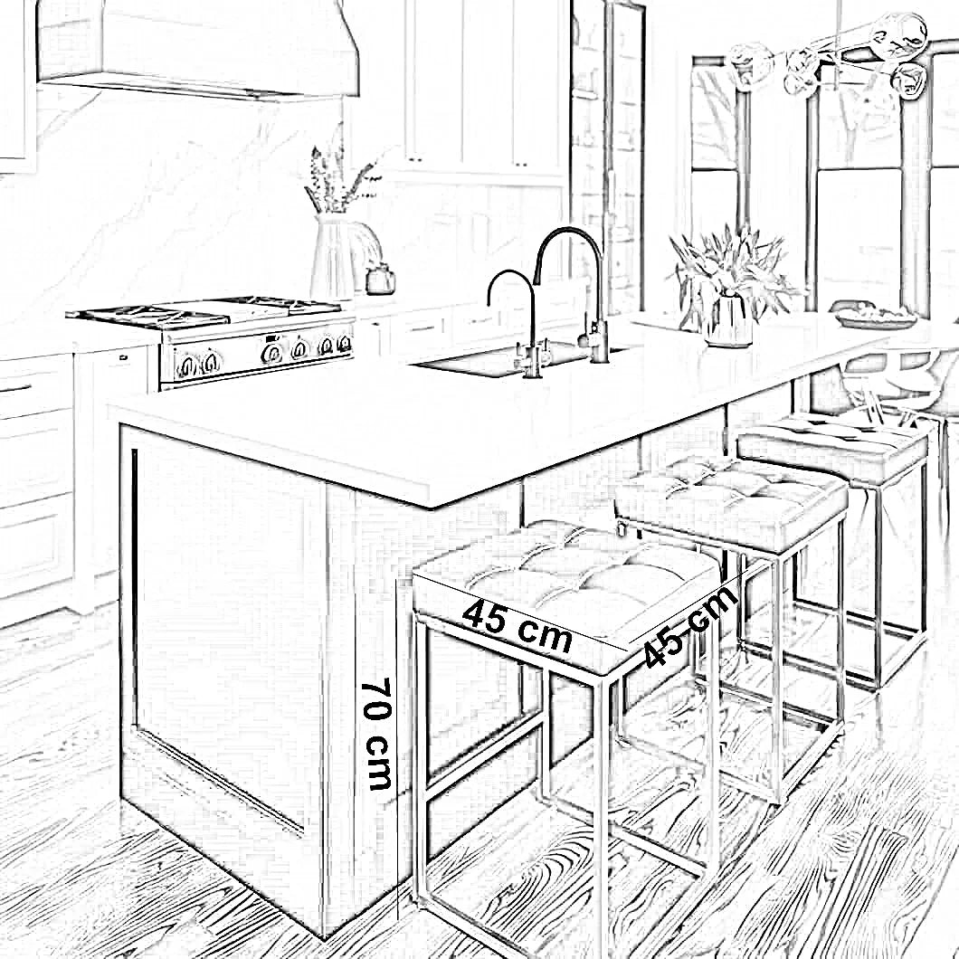 كرسي بار ستيل و جلد، 45*45*70 سم