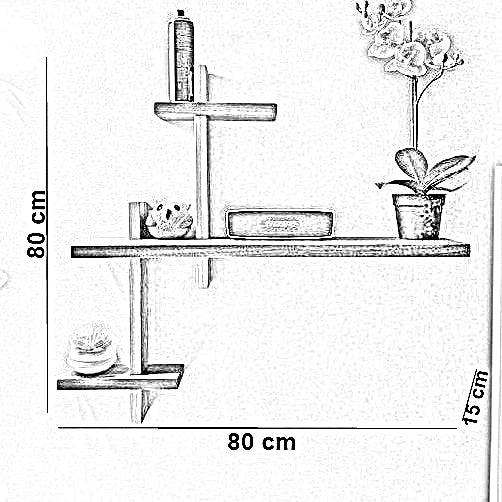 وحدة أرفف خشب موسكي، 80*15*80 سم