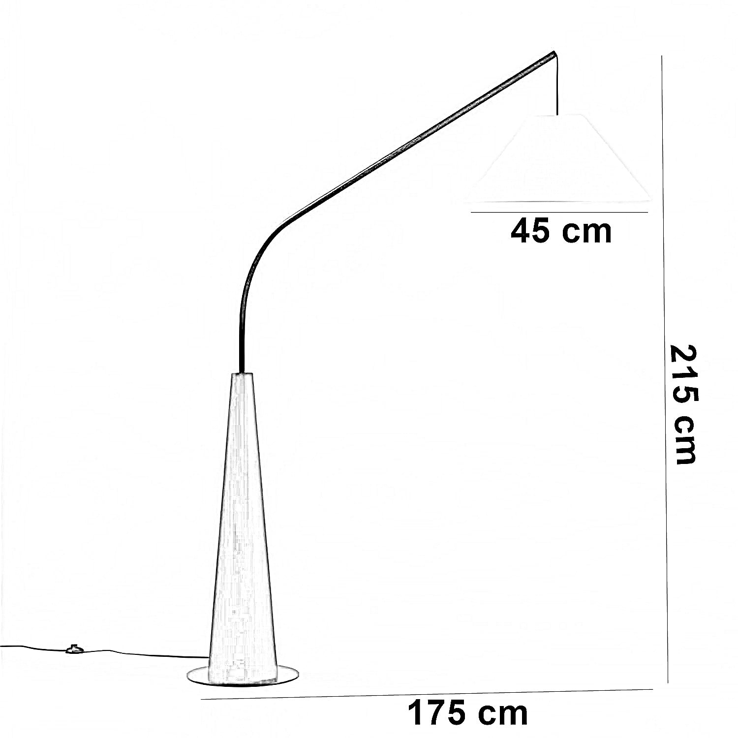 أباجورة أرضية معدن و خشب، 175*215 سم