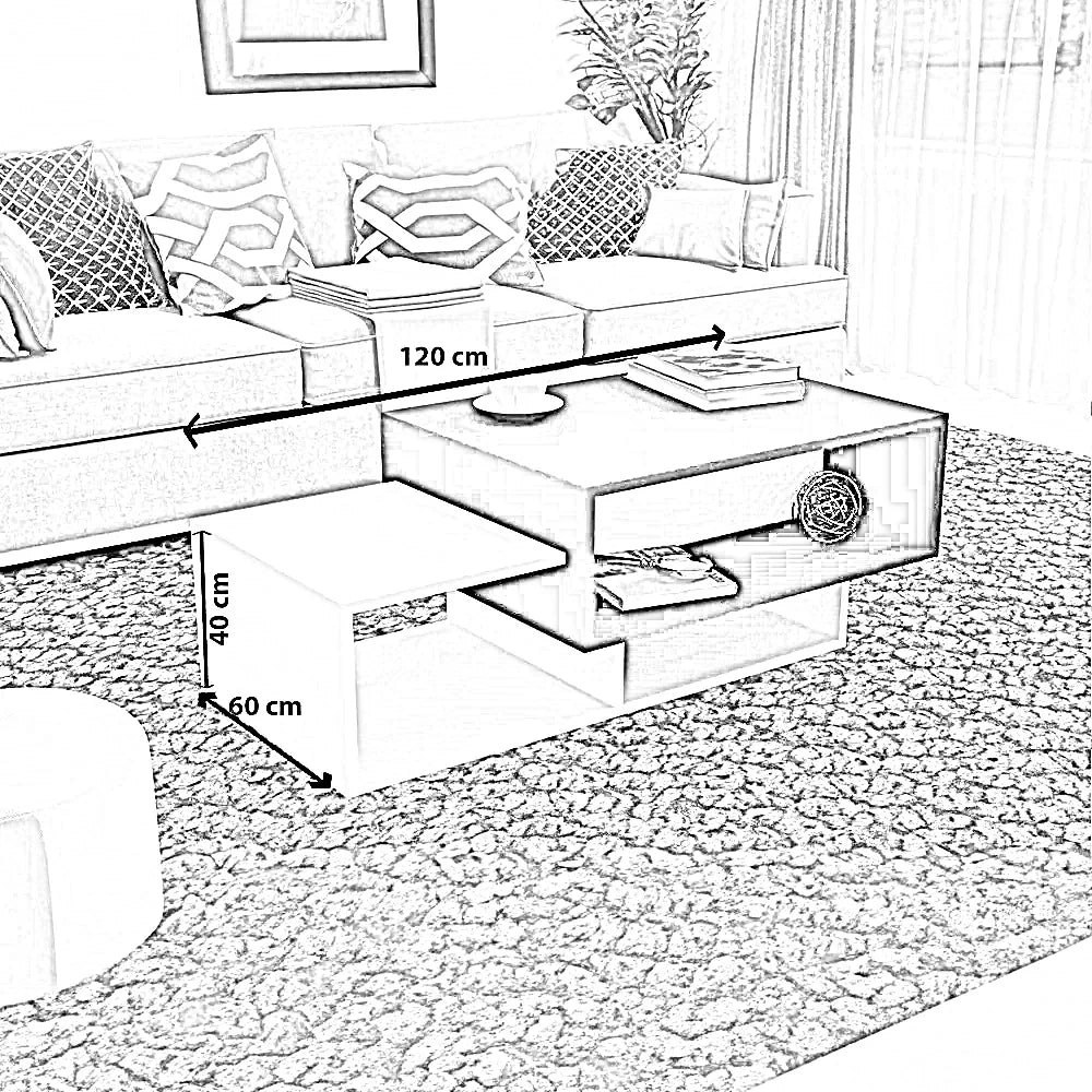 ترابيزة قهوة ام دي اف، 120*60*40 سم