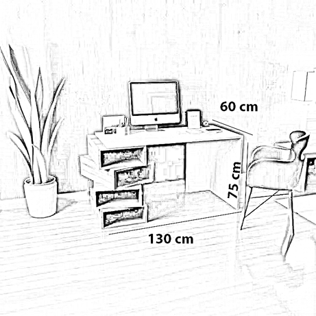 مكتب ام دي اف، 130*60*75 سم