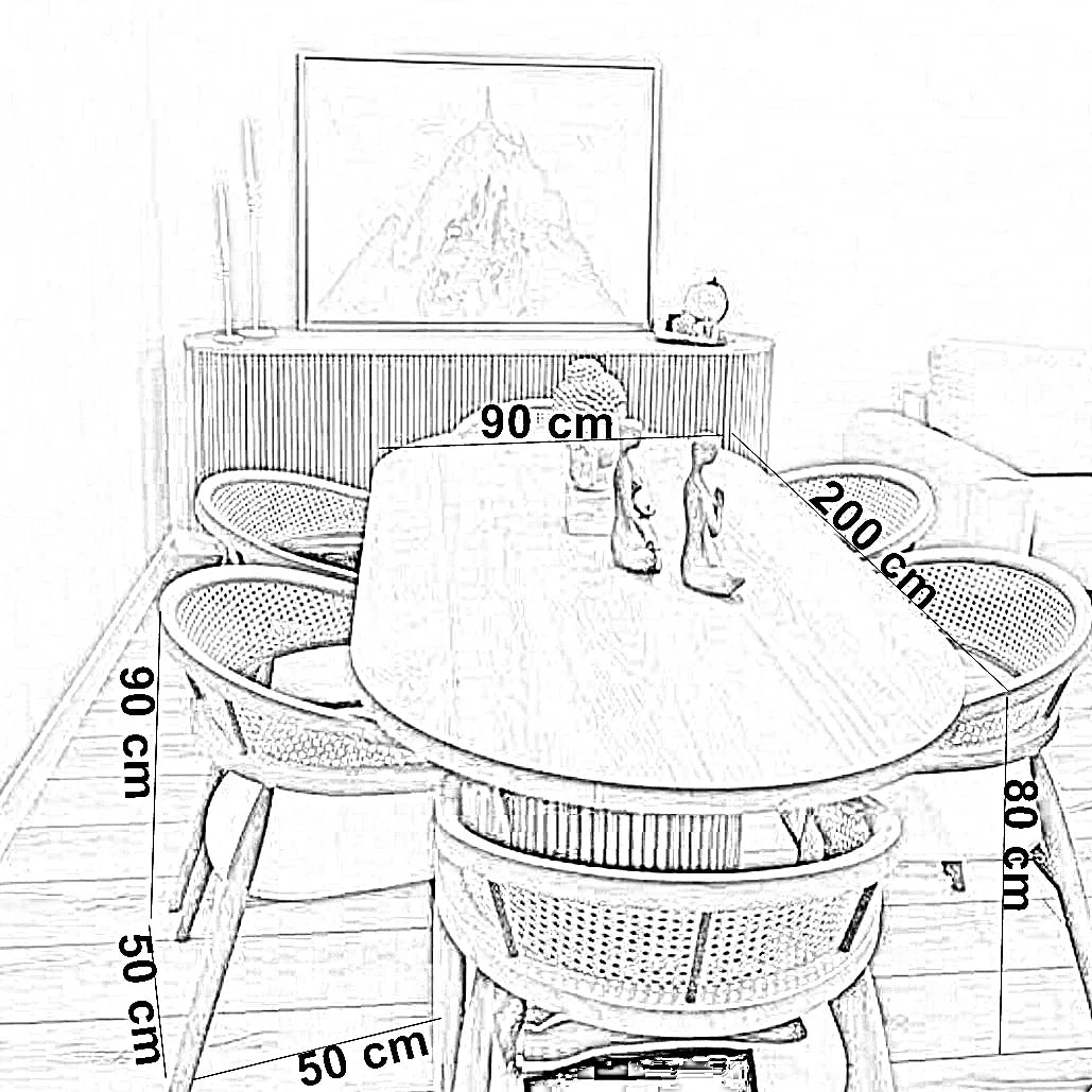 طقم سفرة خشب زان و كونتر، 7 قطع