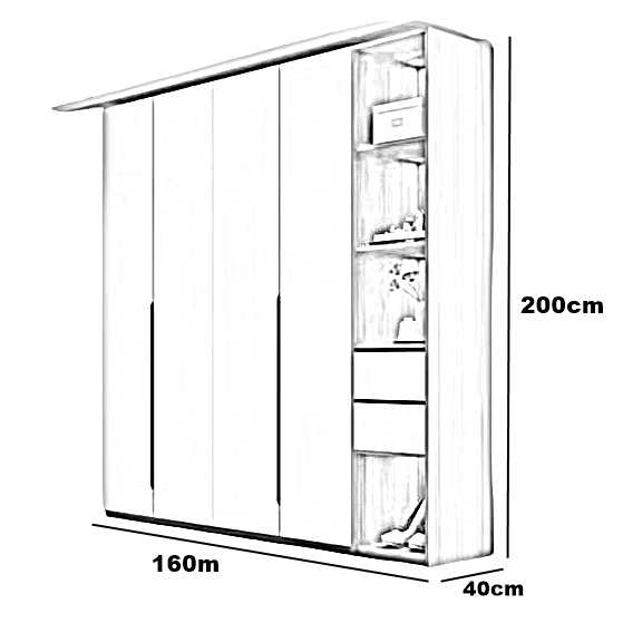 دولاب خشب ام دي اف، 160*40*200 سم