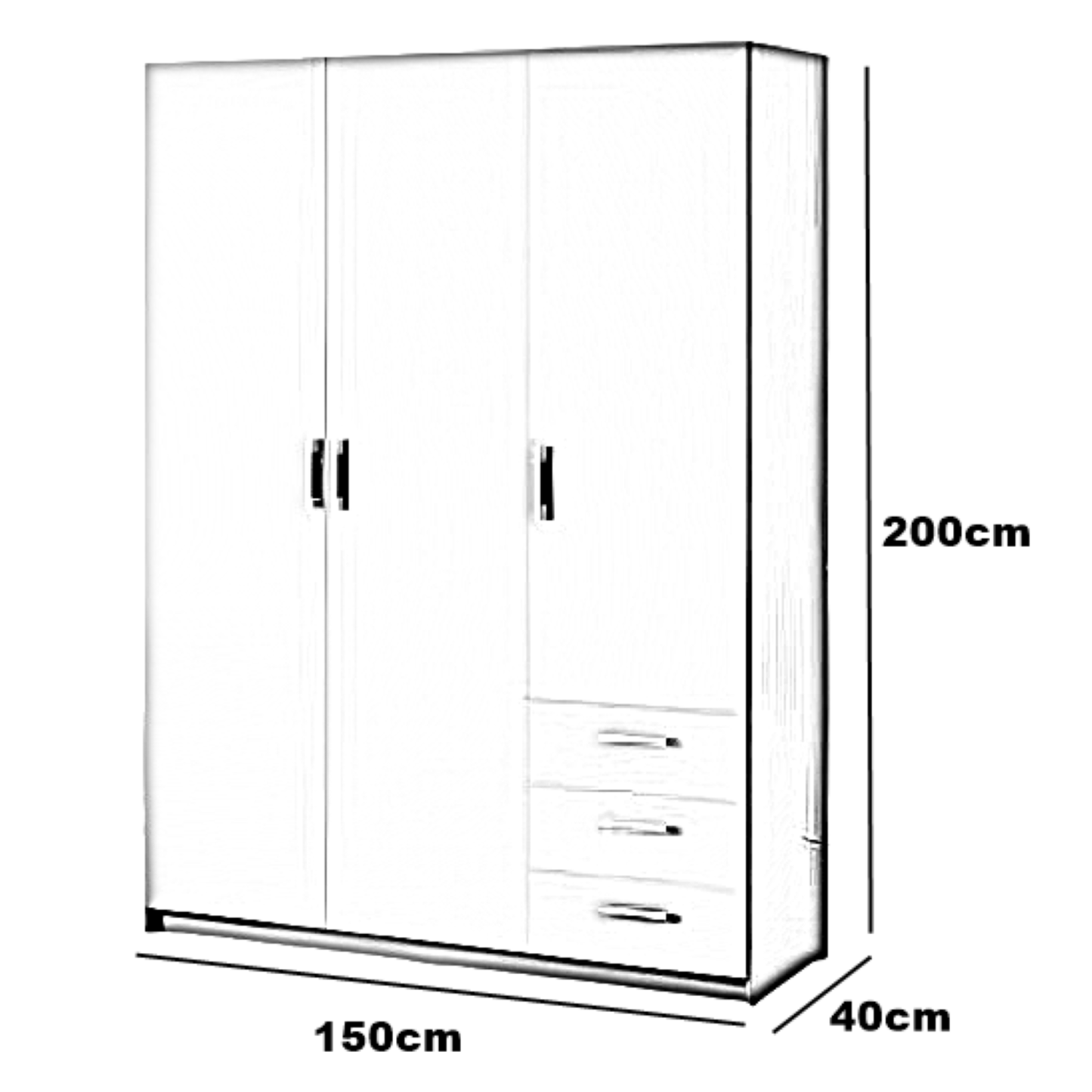 دولاب خشب ام دي اف، 150*40*200 سم