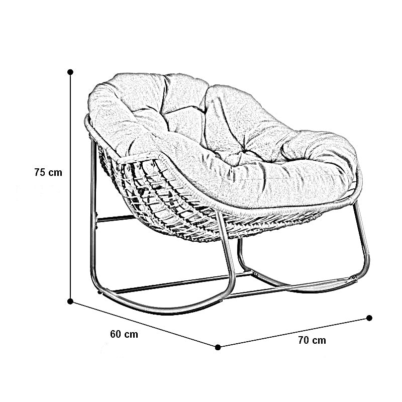 طقم كراسي هزاز خارجي مع ترابيزة خارجية ستيل وراتان، 3 قطع