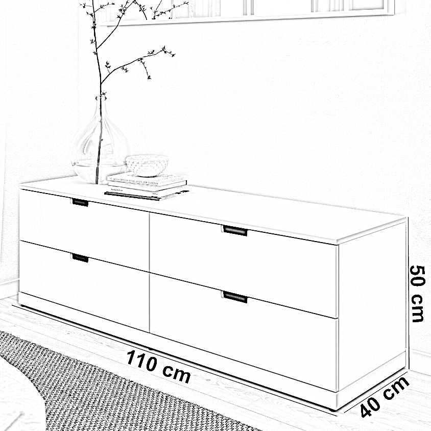 وحدة أدراج خشب ام دي اف، 110*40*50 سم