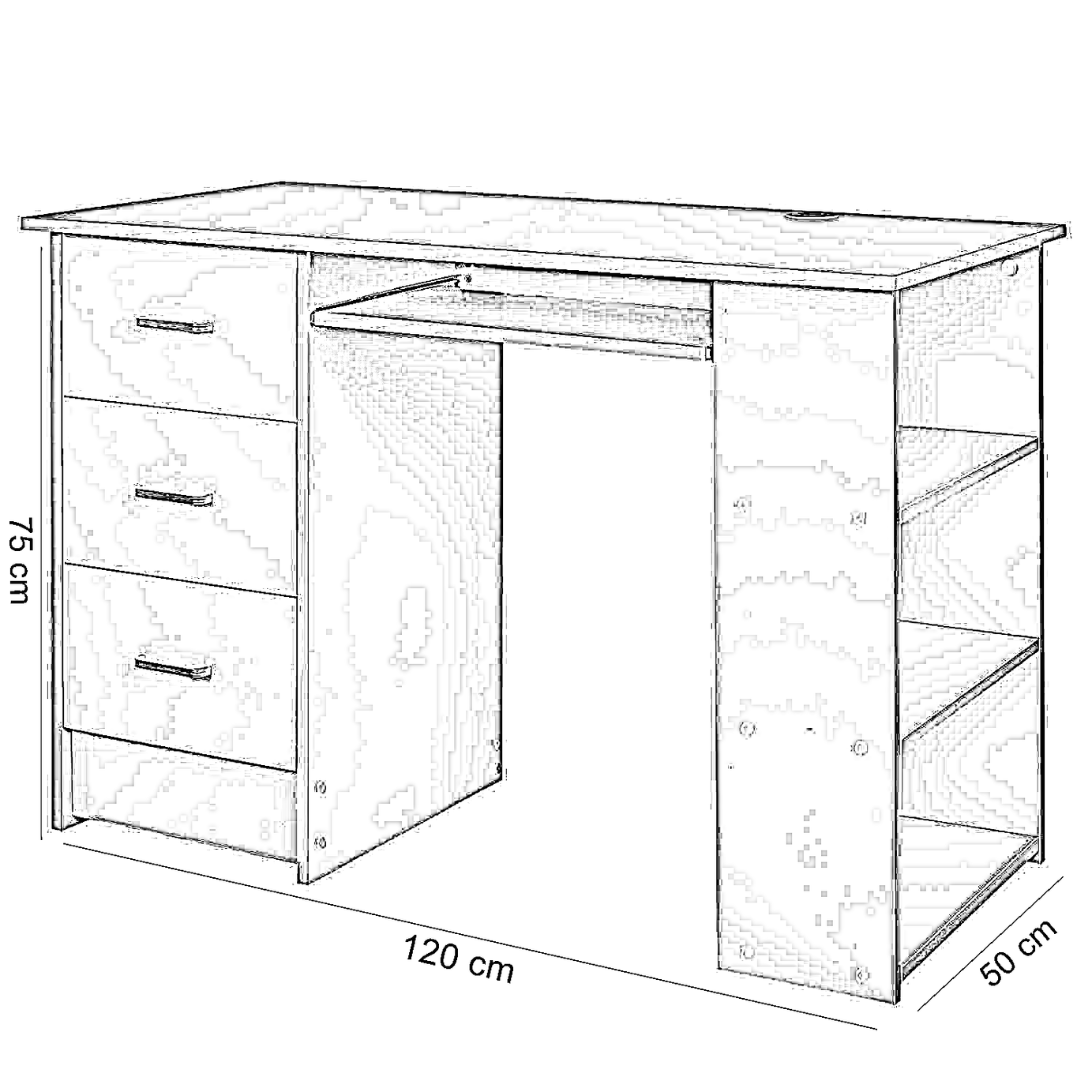 مكتب خشب ام دي اف، 120*50*75سم
