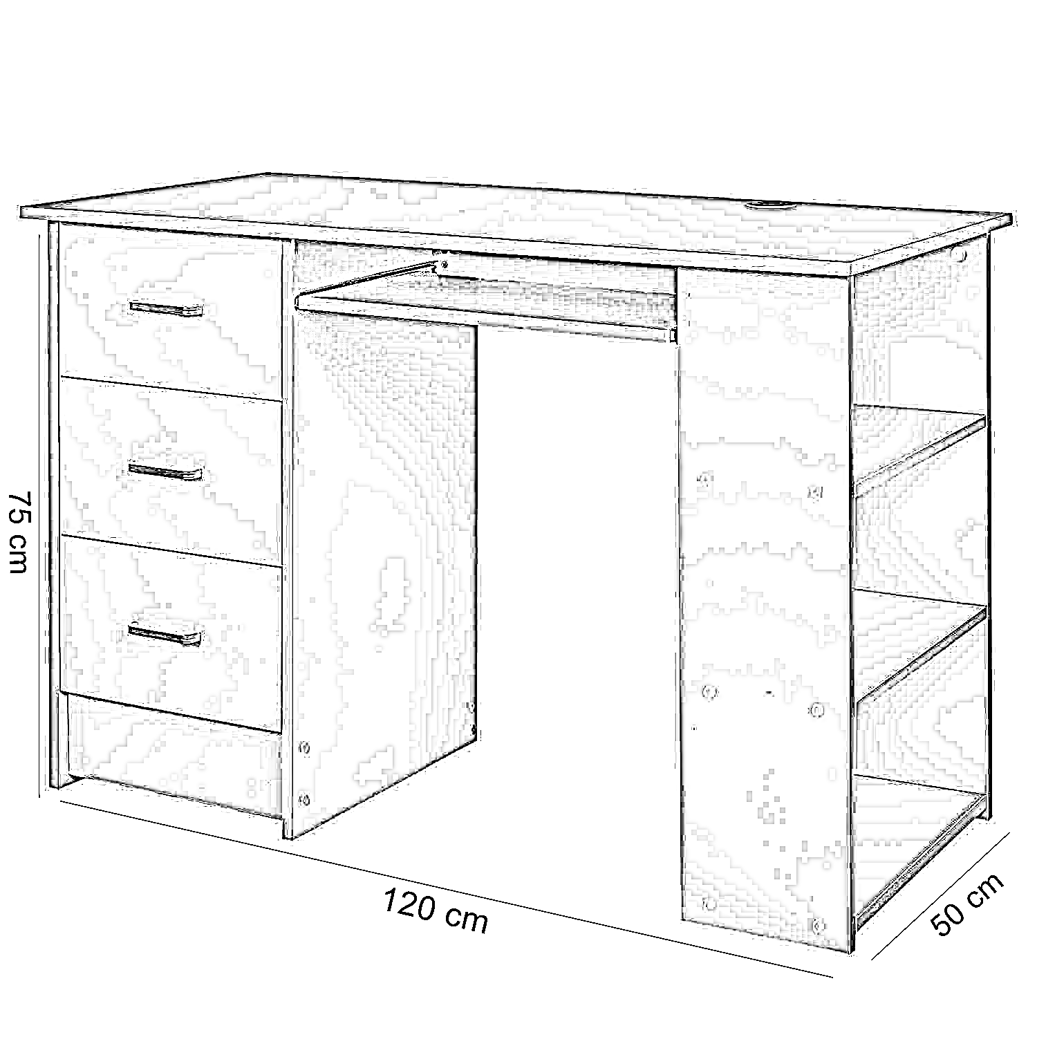 مكتب خشب ام دي اف، 120*50*75سم
