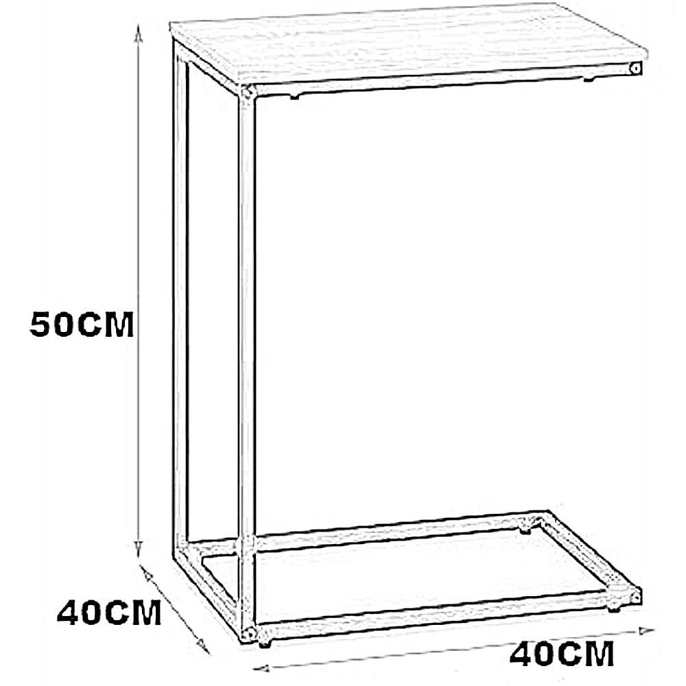ترابيزة جانبية ستيل بسطح خشب، 40*40*50 سم
