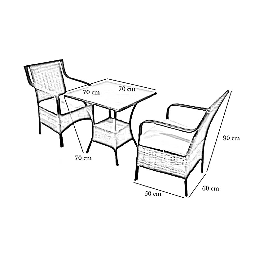 طقم للحدائق معدن و راتان، 5 قطع