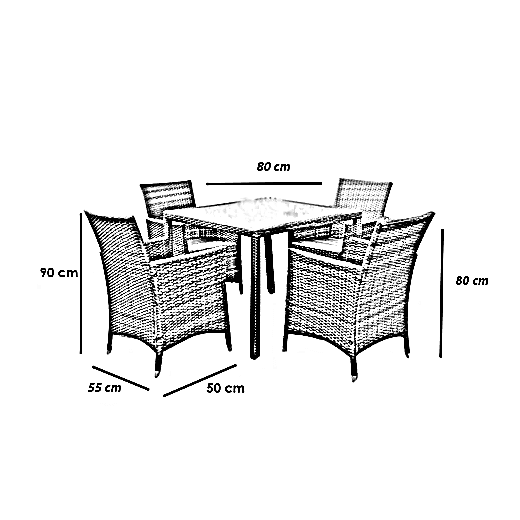 طقم لللحدائق معدن و راتان، 5 قطع