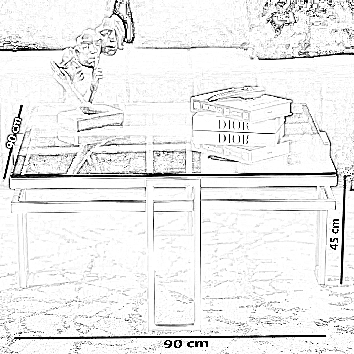 ترابيزة قهوة ستيل، 90*90*45 سم