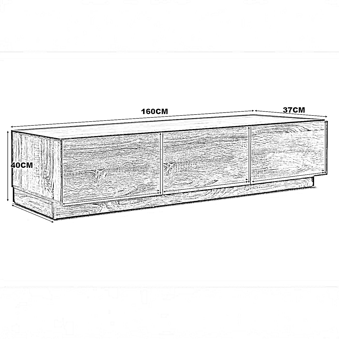 ترابيزة تليفزيون ام دي اف، 160*37*40 سم