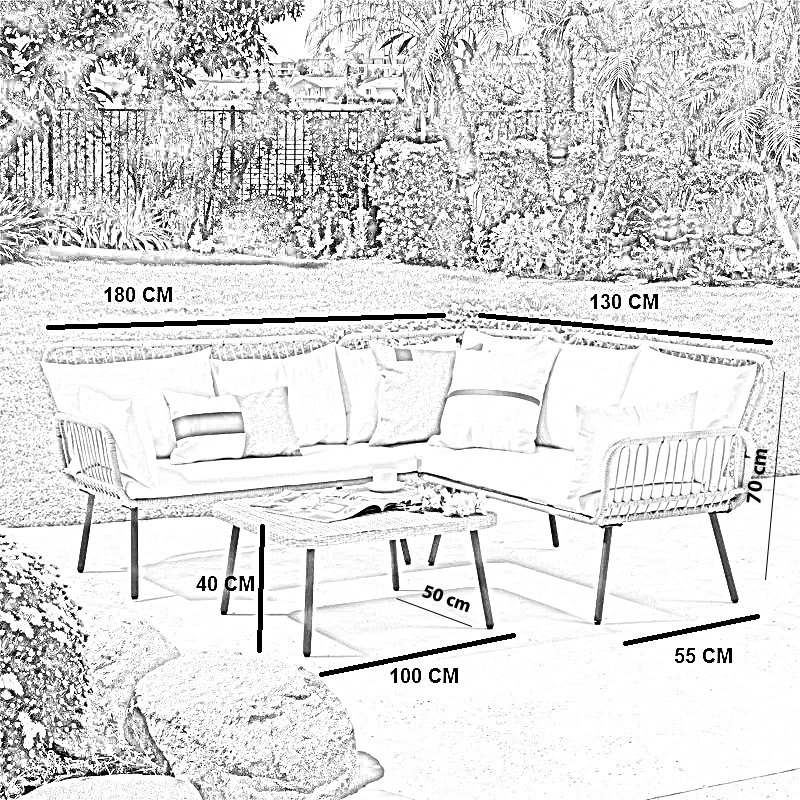 طقم خارجي ستيل و راتان، 3 قطع