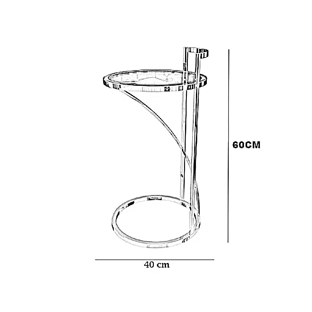 ترابيزة جانبية ستيل بسطح زجاج، 40*40*60 سم