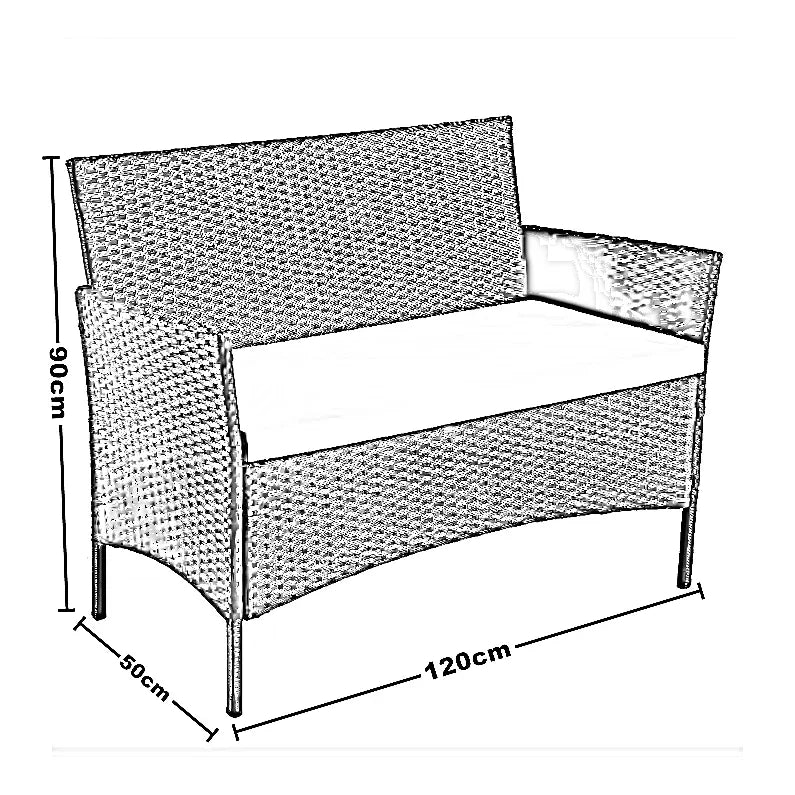 طقم للحدائق معدن و راتان، 4 قطع