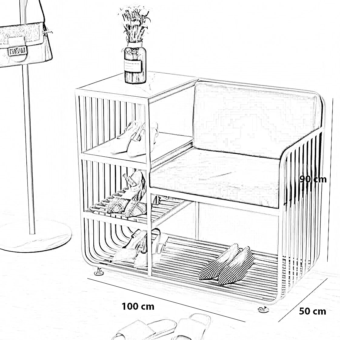 بانكيت ستيل مع جزامة، 100*50*90 سم