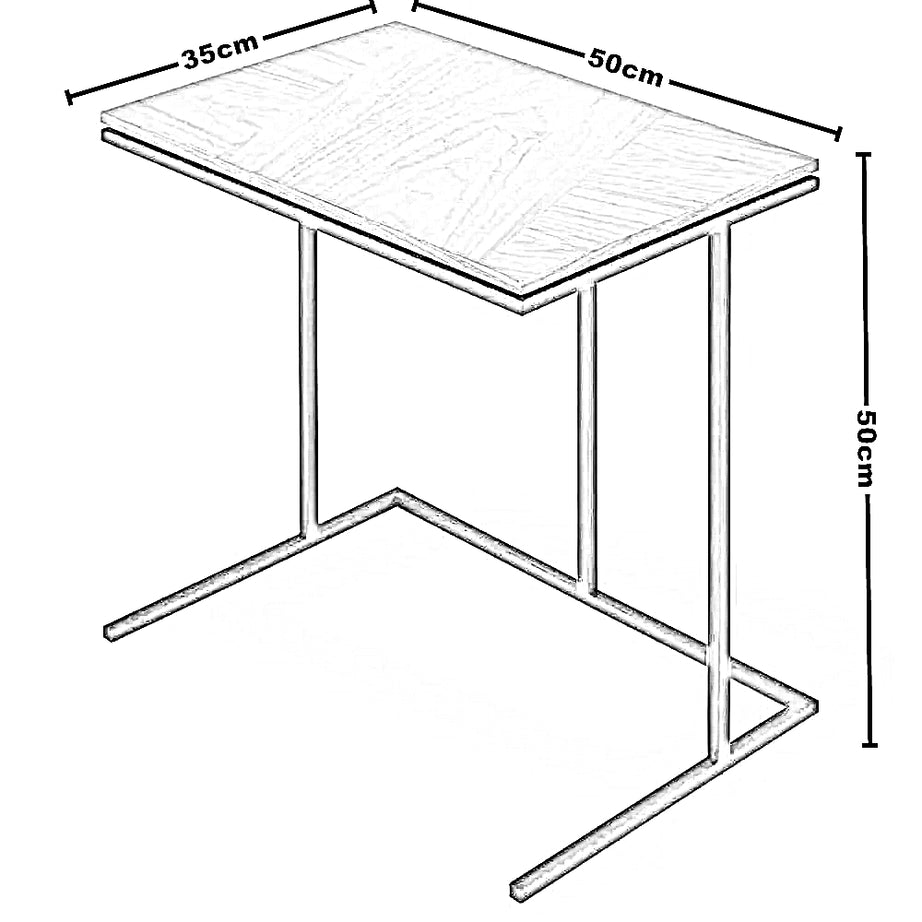 ترابيزة جانبية معدن بسطح خشب، 50*35*50 سم