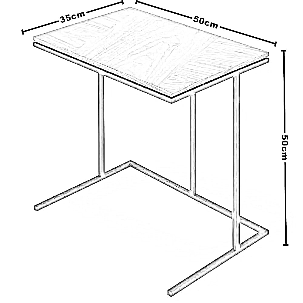 ترابيزة جانبية معدن بسطح خشب، 50*35*50 سم