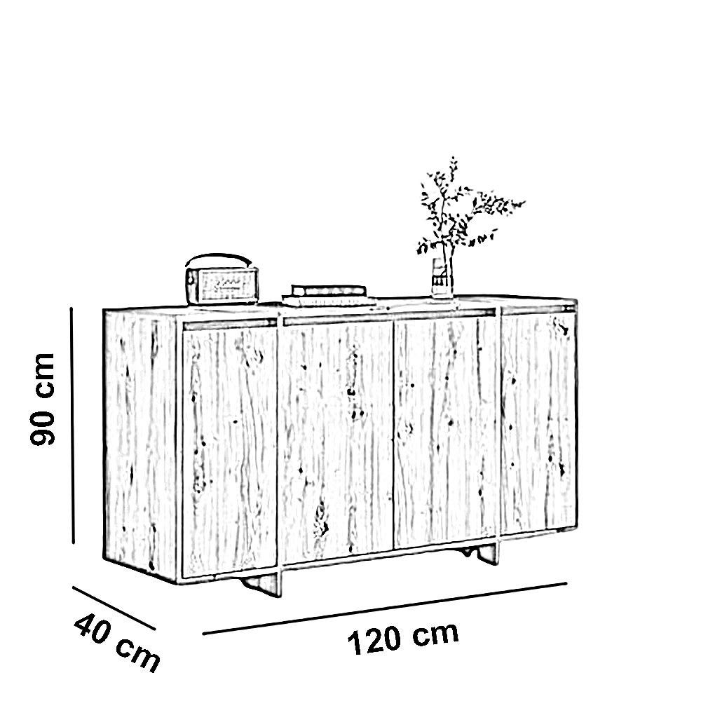 بوفيه خشب ام دي اف، 120*40*90 سم