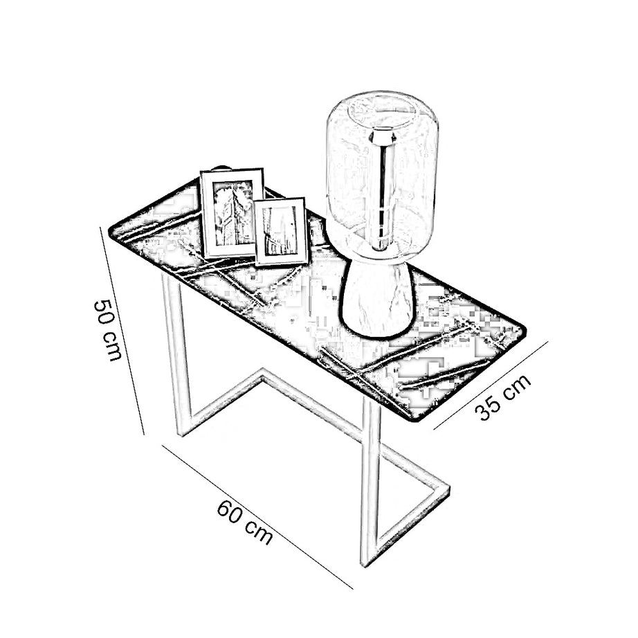 ترابيزة جانبية معدن بسطح جرانيت، 60*35*50 سم