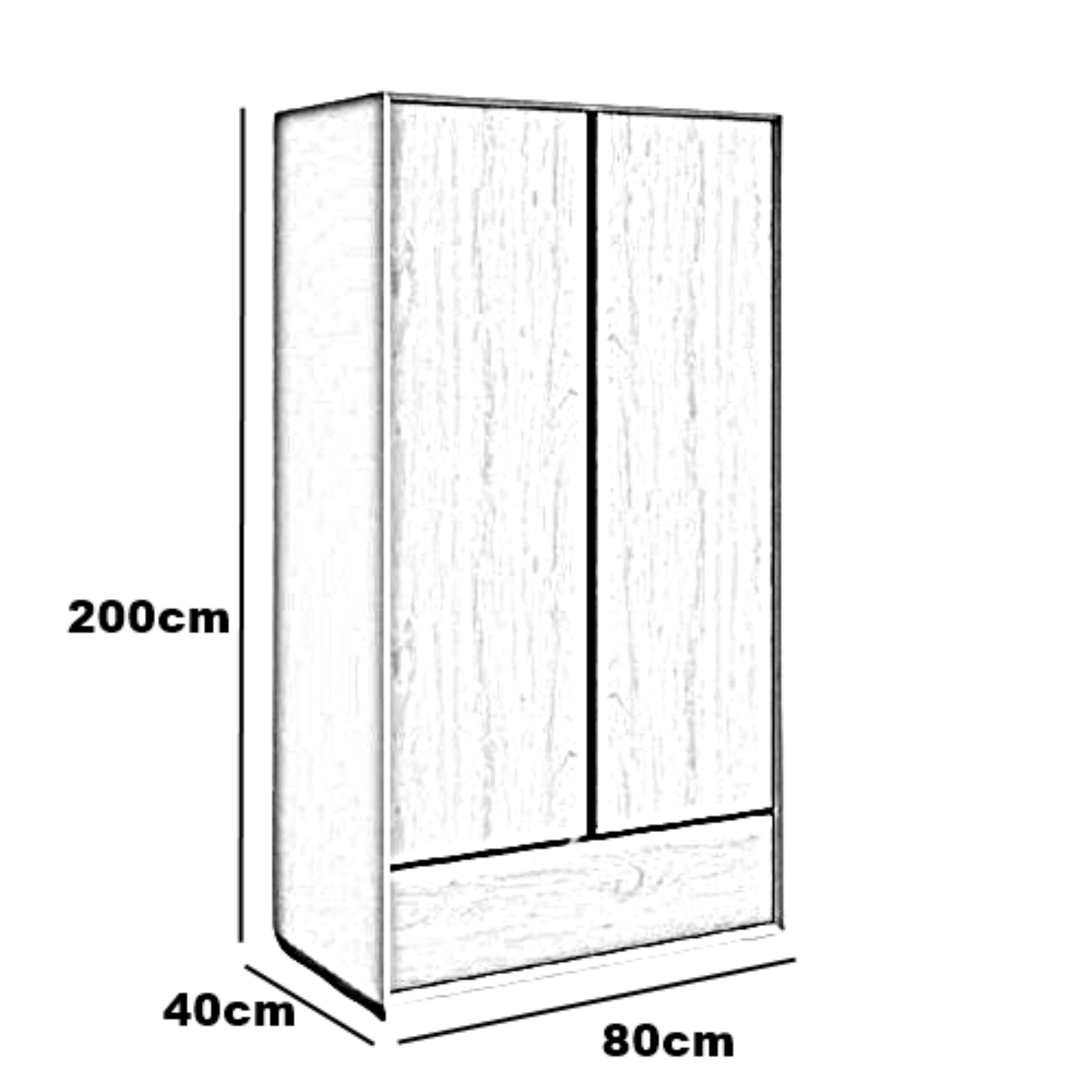 دولاب خشب ام دي اف، 80*40*200 سم