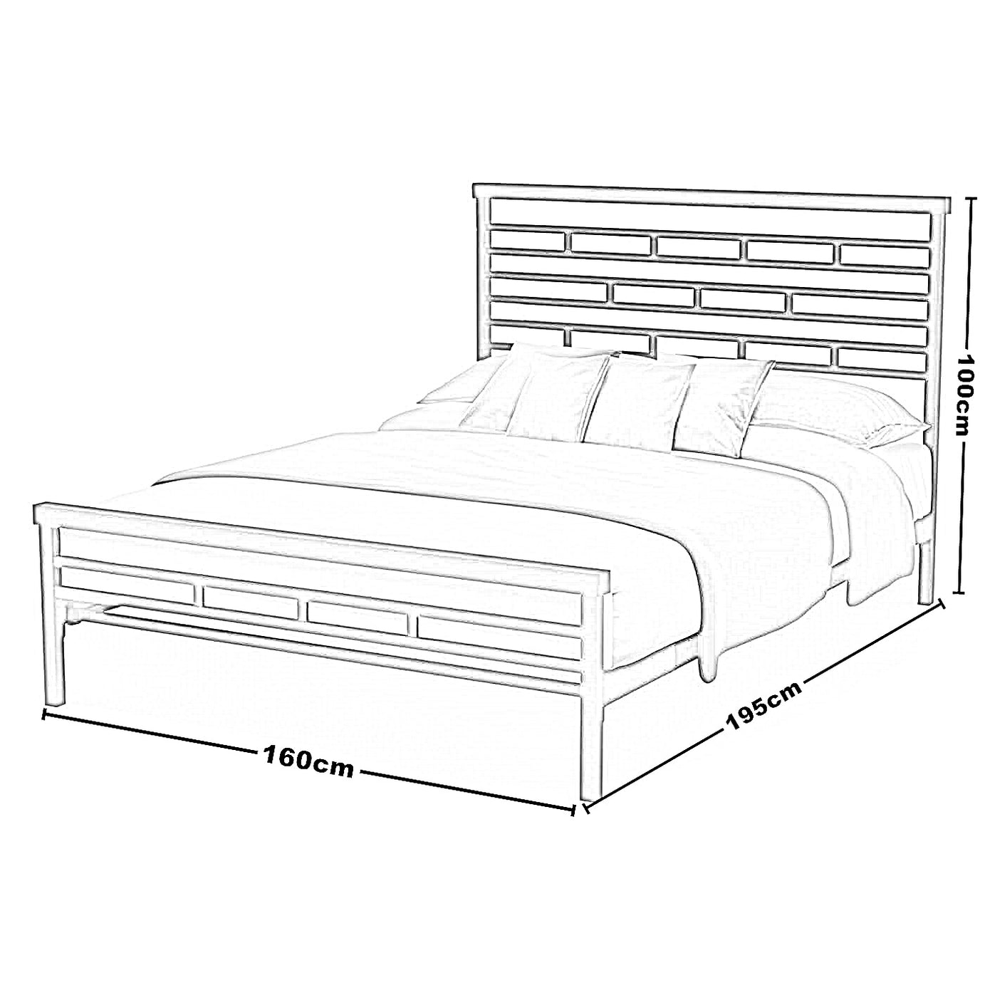 سرير كينج معدن و خشب طبيعي، 160*195*100 سم