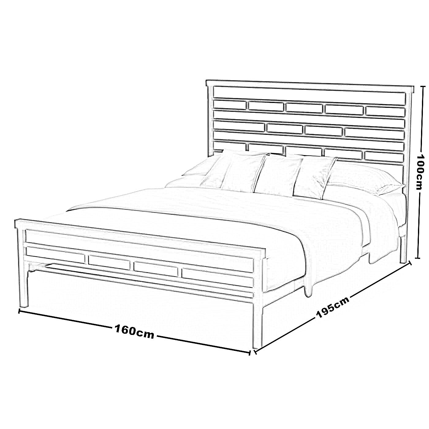 سرير كينج معدن و خشب طبيعي، 160*195*100 سم