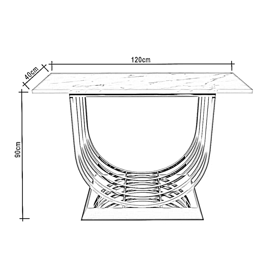 كونسول ستيل بسطح رخام، 120*40*90 سم