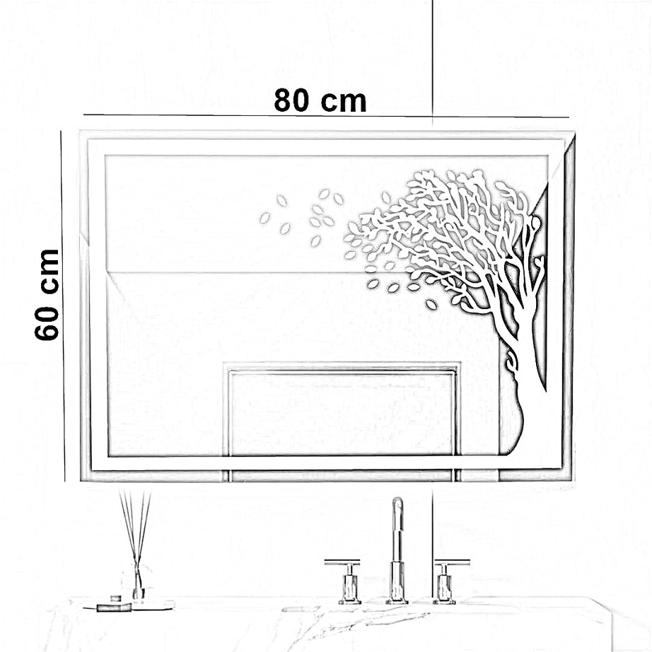 مرايا ليد جريش، 80*60 سم
