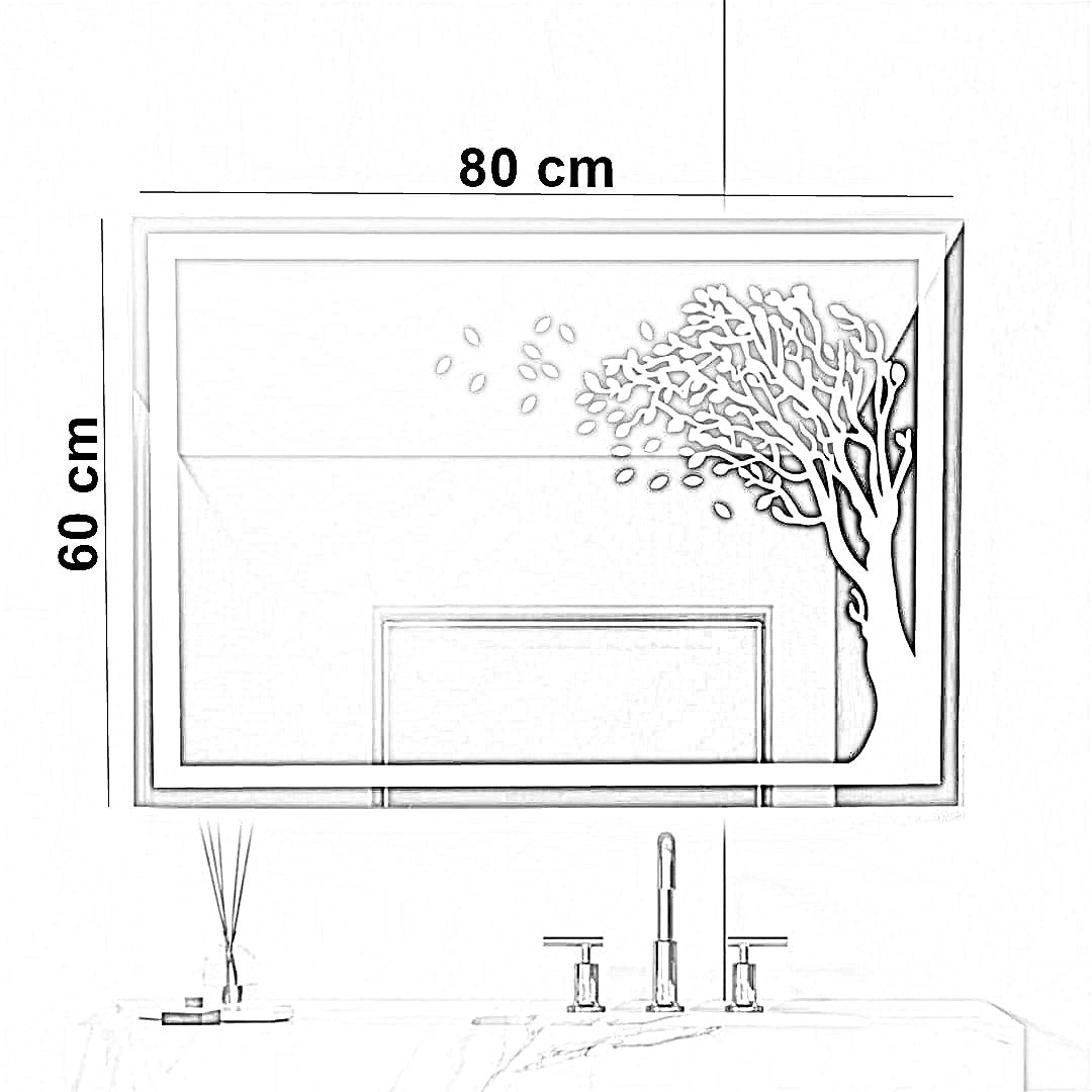 مرايا ليد جريش، 80*60 سم