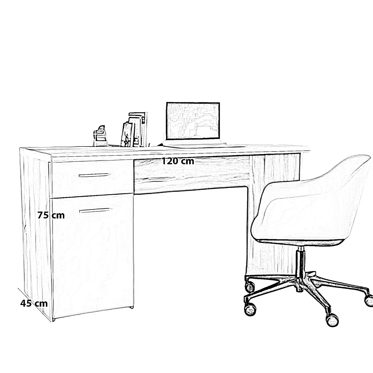 مكتب خشب ام دي اف، 120*45*75 سم