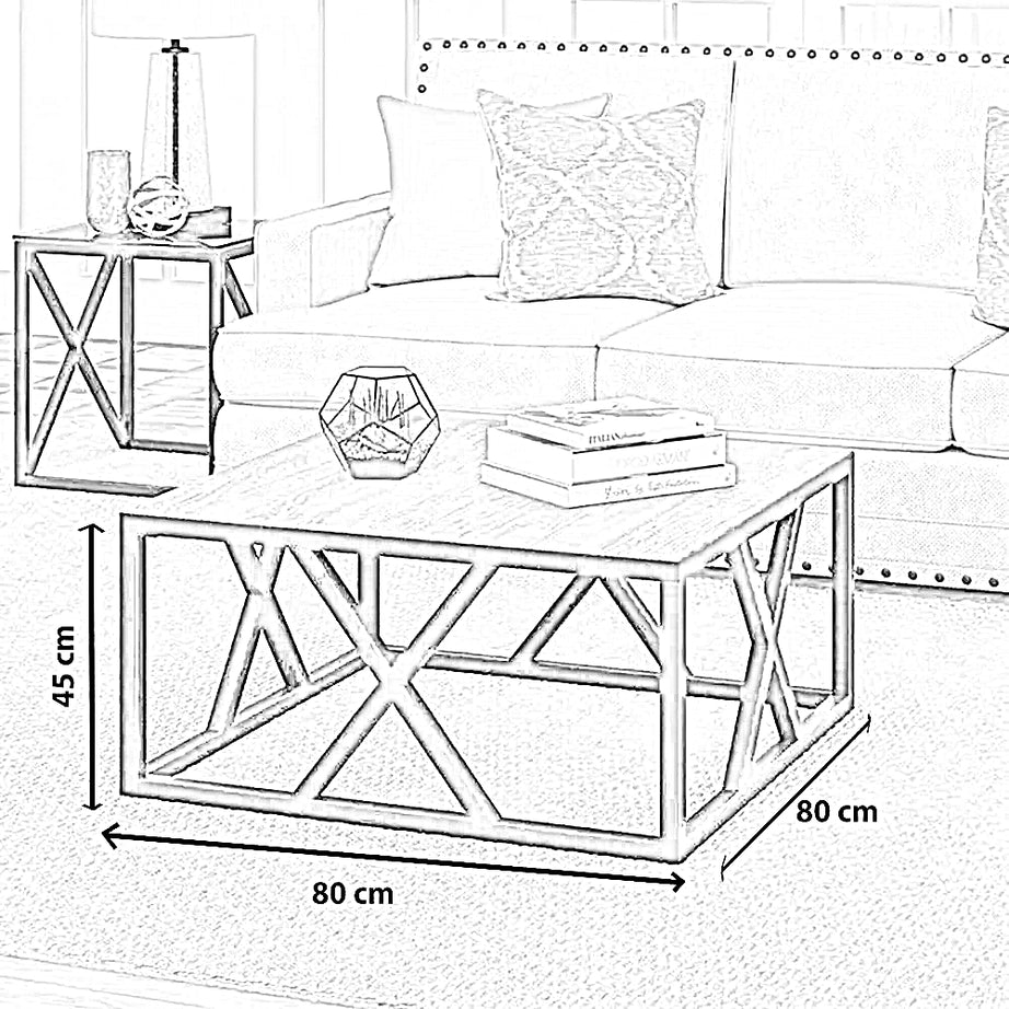 ترابيزة قهوة ستيل، 80*80*45 سم