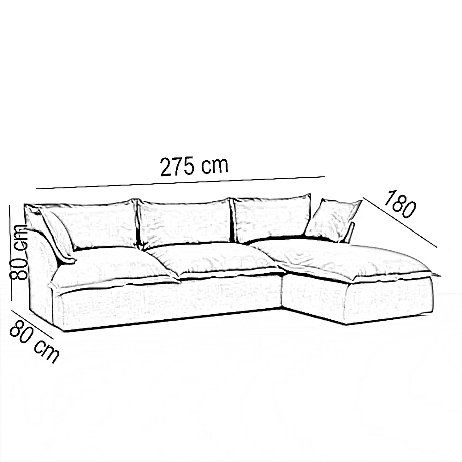 ركنة خشب زان، 275*180*80 سم