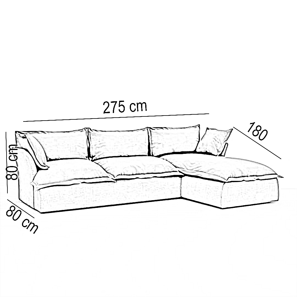 ركنة خشب زان، 275*180*80 سم