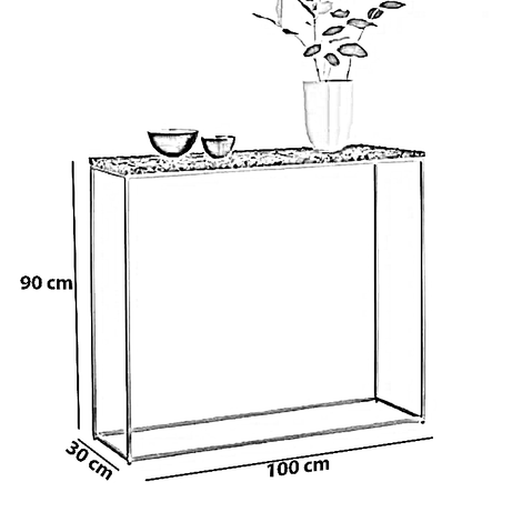 كونسول معدن بسطح جرانيت، 100*30*90 سم