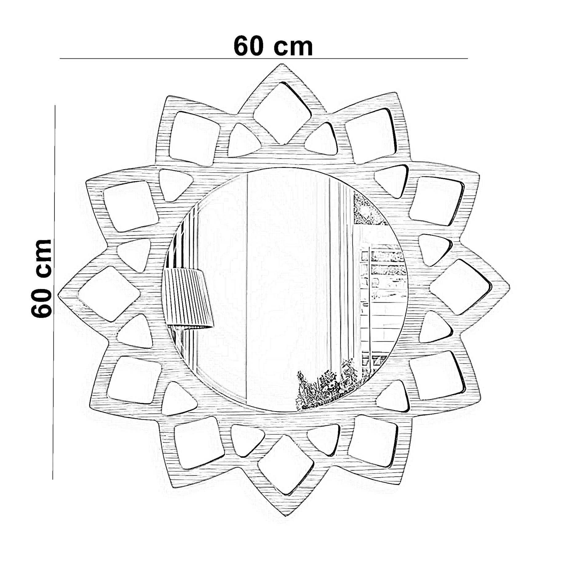 مرايا حائط ام دي اف، 60*60 سم