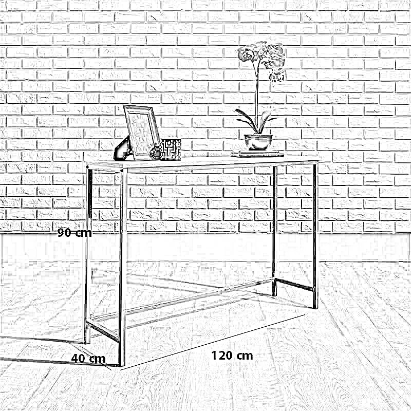 كونسول معدن بسطح خشب، 120*40*90 سم
