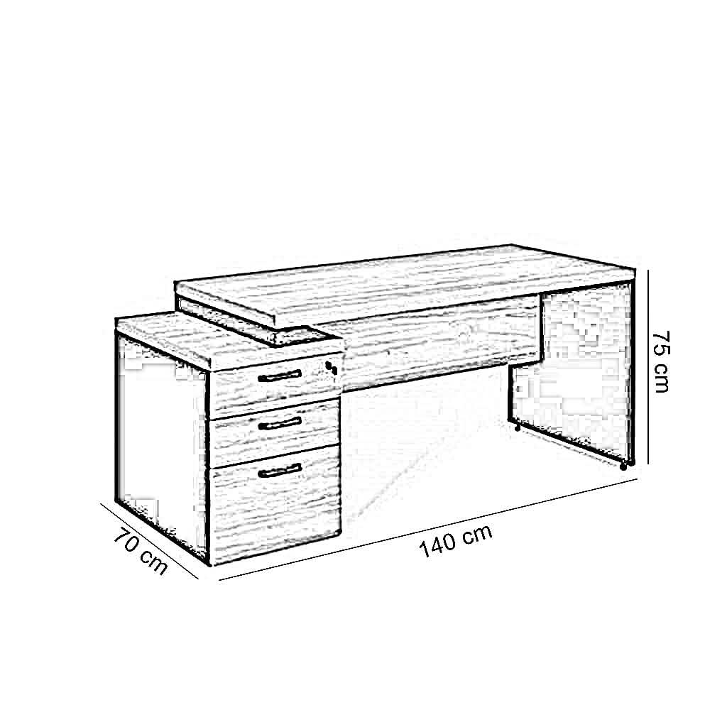 مكتب خشب ام دي اف، 140*70*75 سم