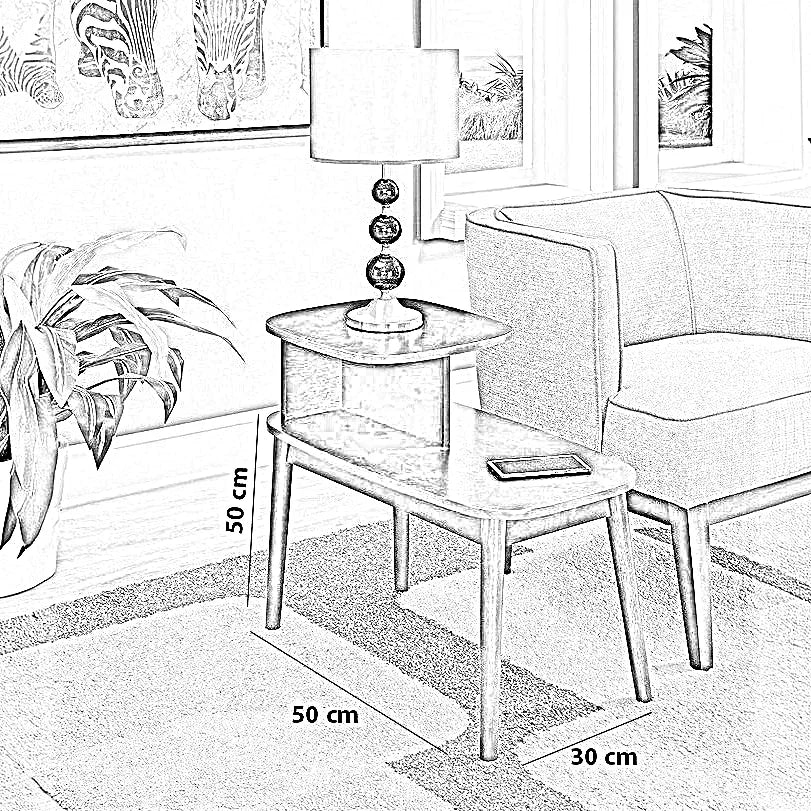 ترابيزة جانبية خشب كونتر وموسكي، 50*30*50 سم