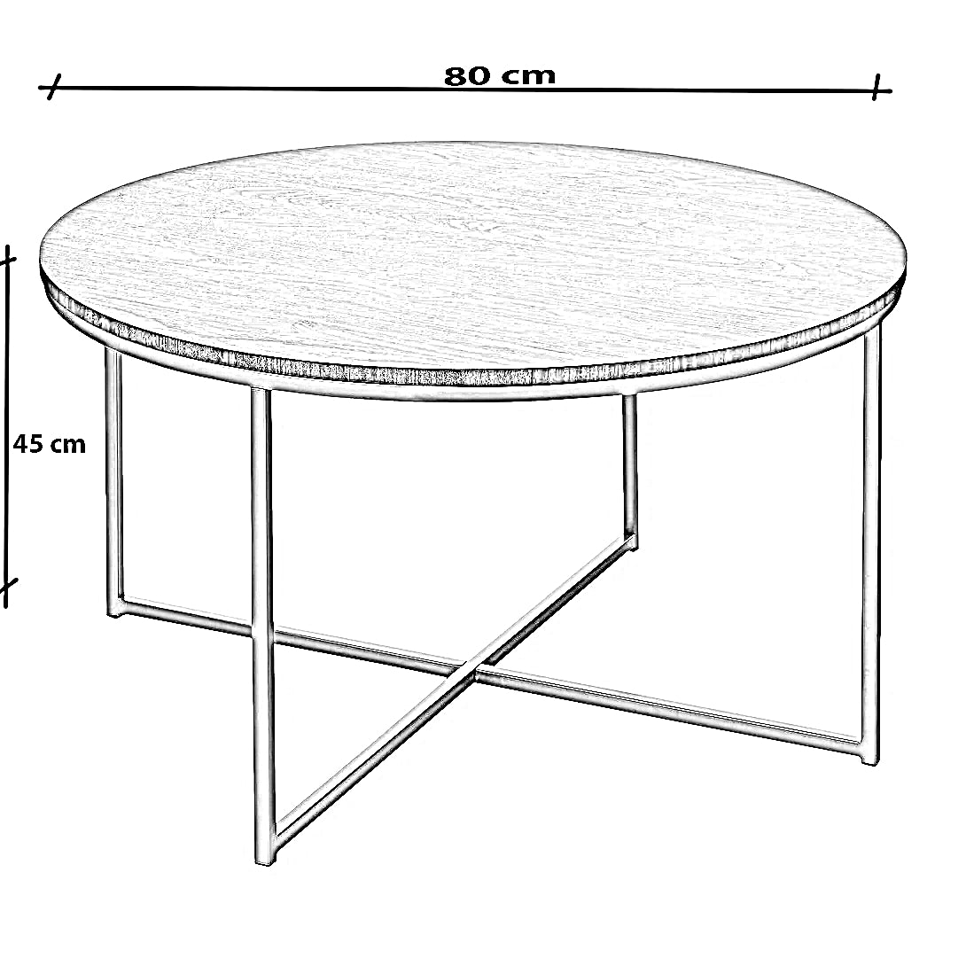 ترابيزة قهوة ستيل بسطح خشب، 80*80*45 سم