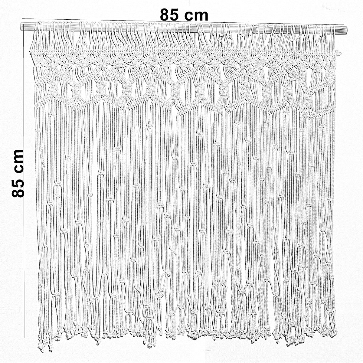 ستارة مكرمية قطن وخشب معالج، 85×85 سم - صورة 4