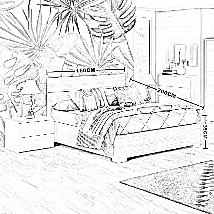 سرير كينج ام دي اف اسباني، 160*200*35 سم