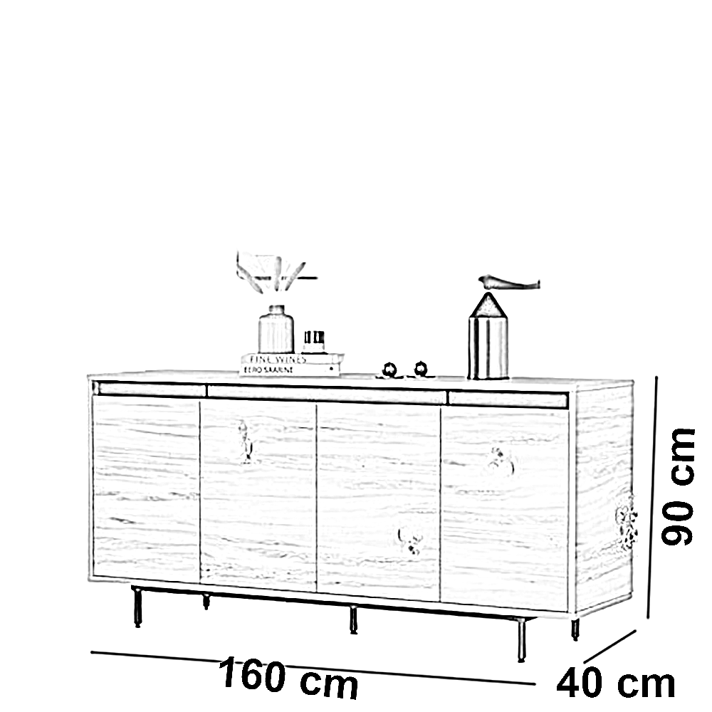 بوفيه خشب ام دي اف، 160*40*90 سم