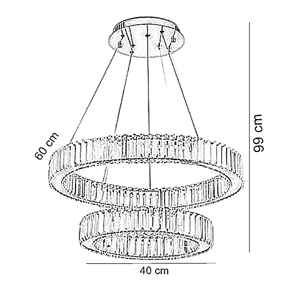 نجفة ستيل و كريستال، 60*99 سم- ذهبي