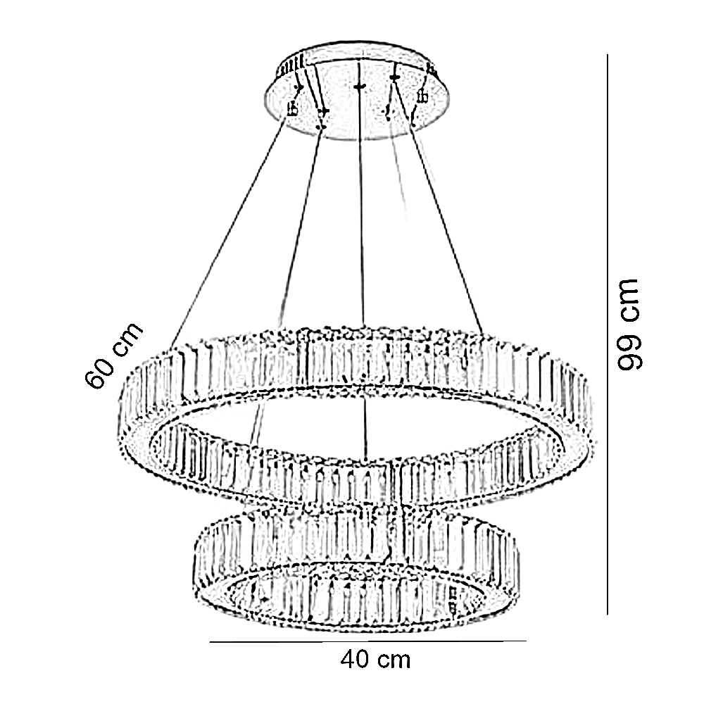 نجفة ستيل و كريستال، 60*99 سم- ذهبي