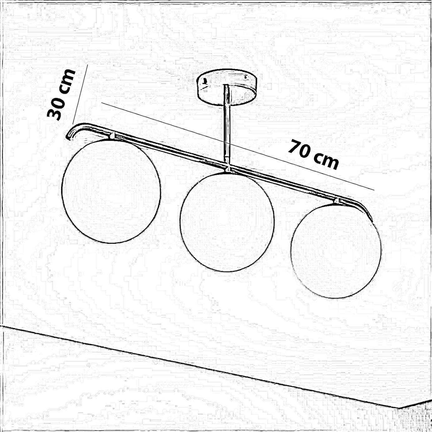 نجفة معدن وزجاج، 70*30سم