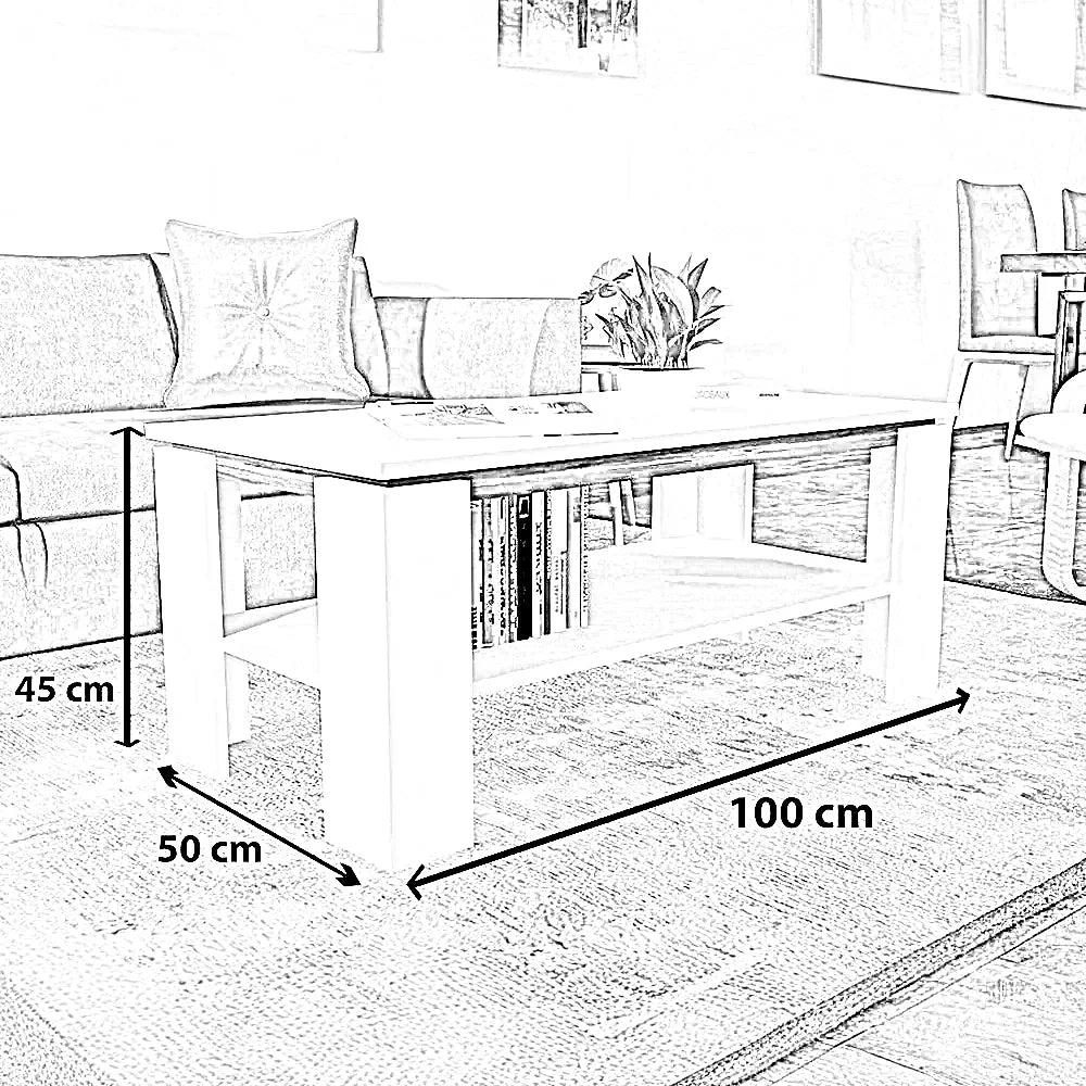 ترابيزة قهوة ام دي اف، 100*50*45 سم