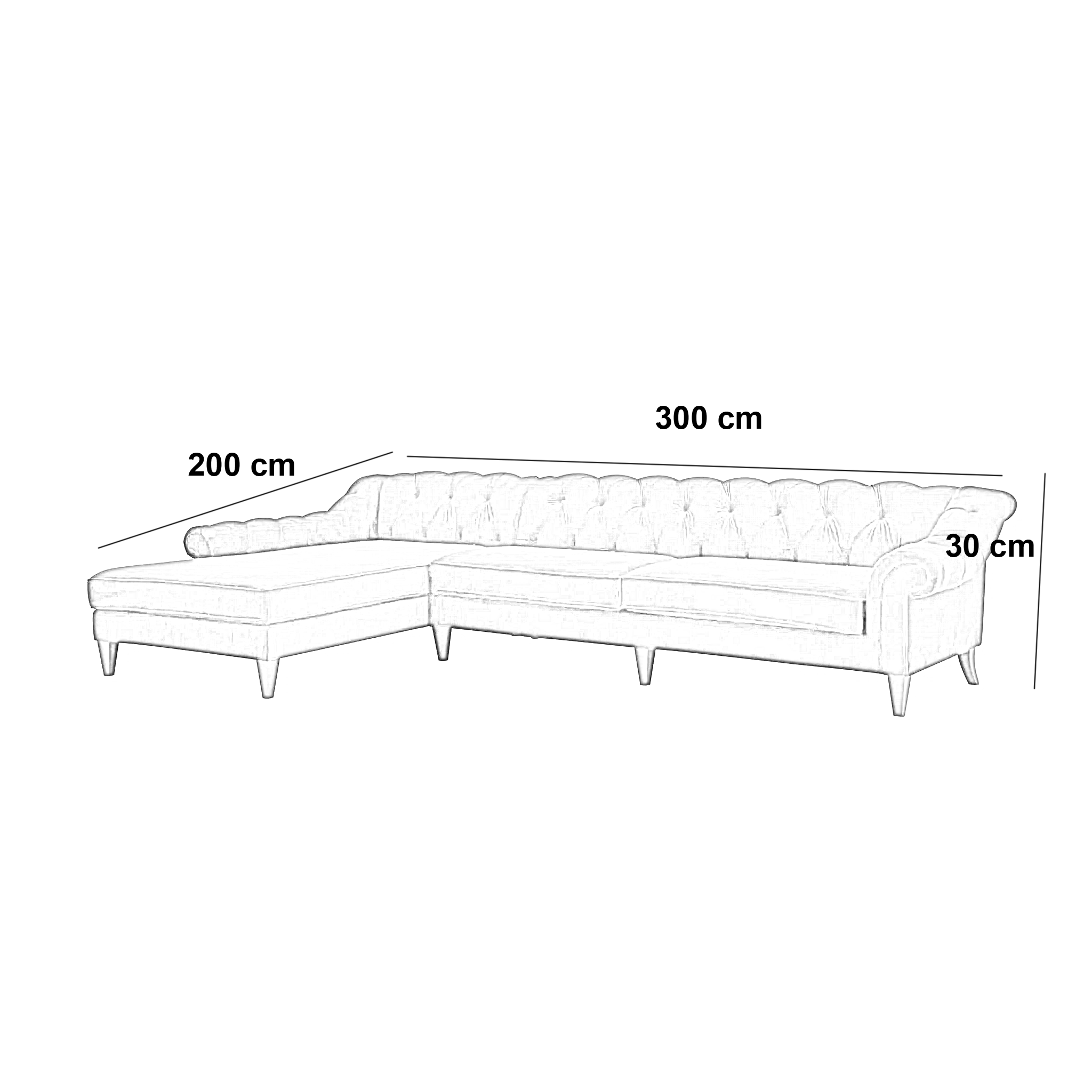 ركنة خشب زان أحمر، 300*200*80 سم