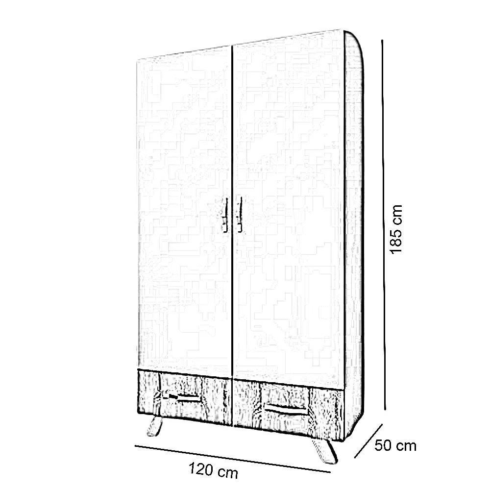 دولاب خشب ام دي اف، 120*50*185 سم